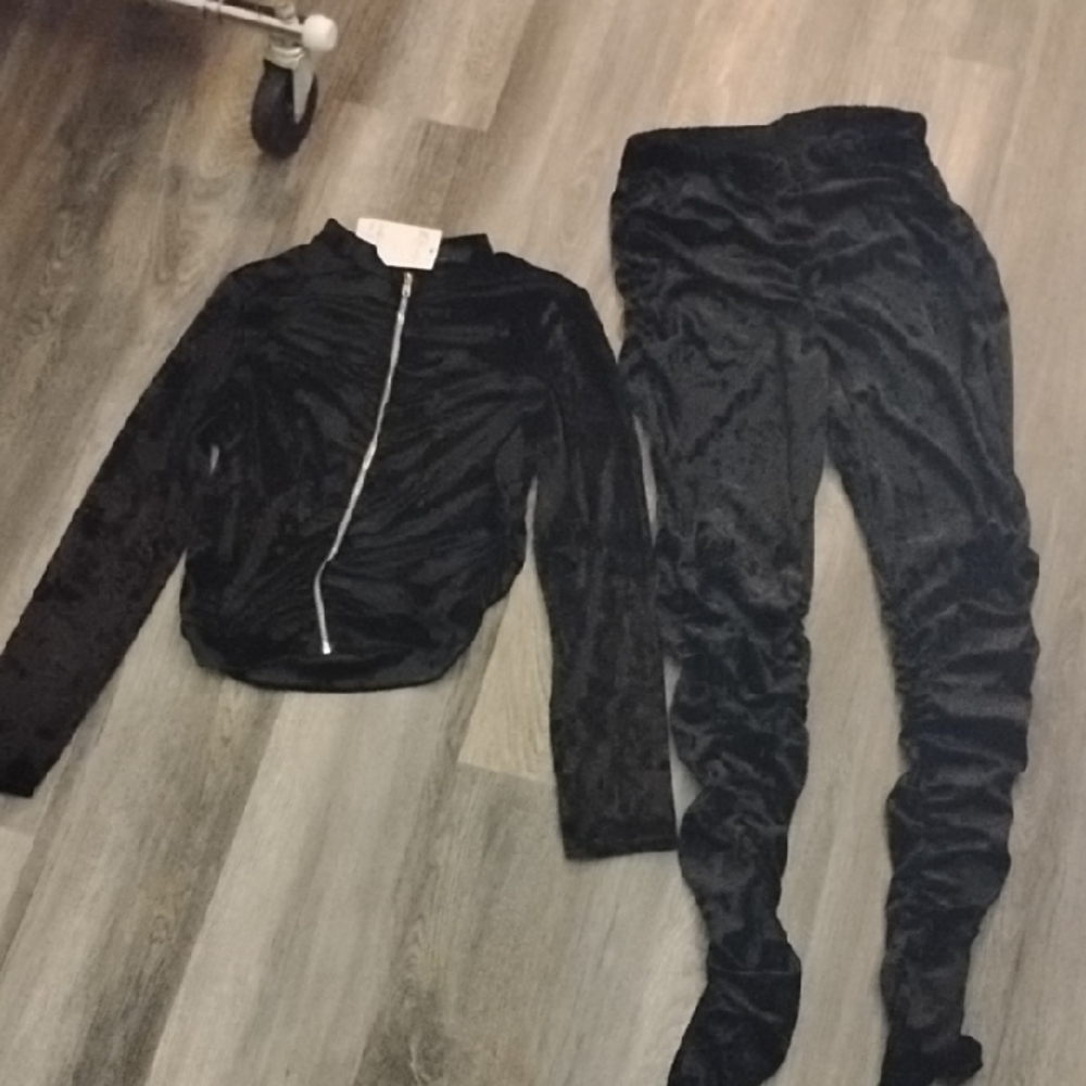 Black Velvet Tracksuit Set